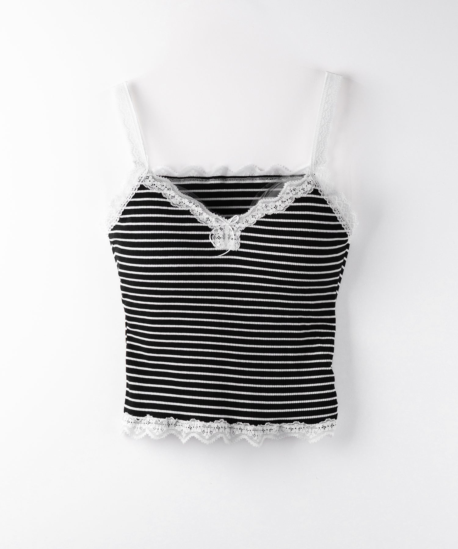 【 3color 】バイカラーレースクロップドリブキャミソール / bicolor lace cropped rib camisole