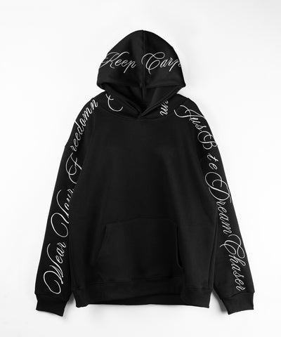 レタリングロゴ刺繍オーバースウェットパーカー /lettering logo embroidery over sweat hoodie