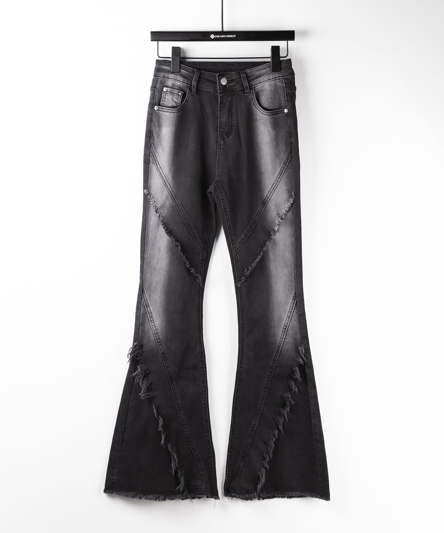 【 2color / 4size 】フリンジデザインヴィンテージライクストレッチフレアデニム / fringe design vintage-like stretch flare denim