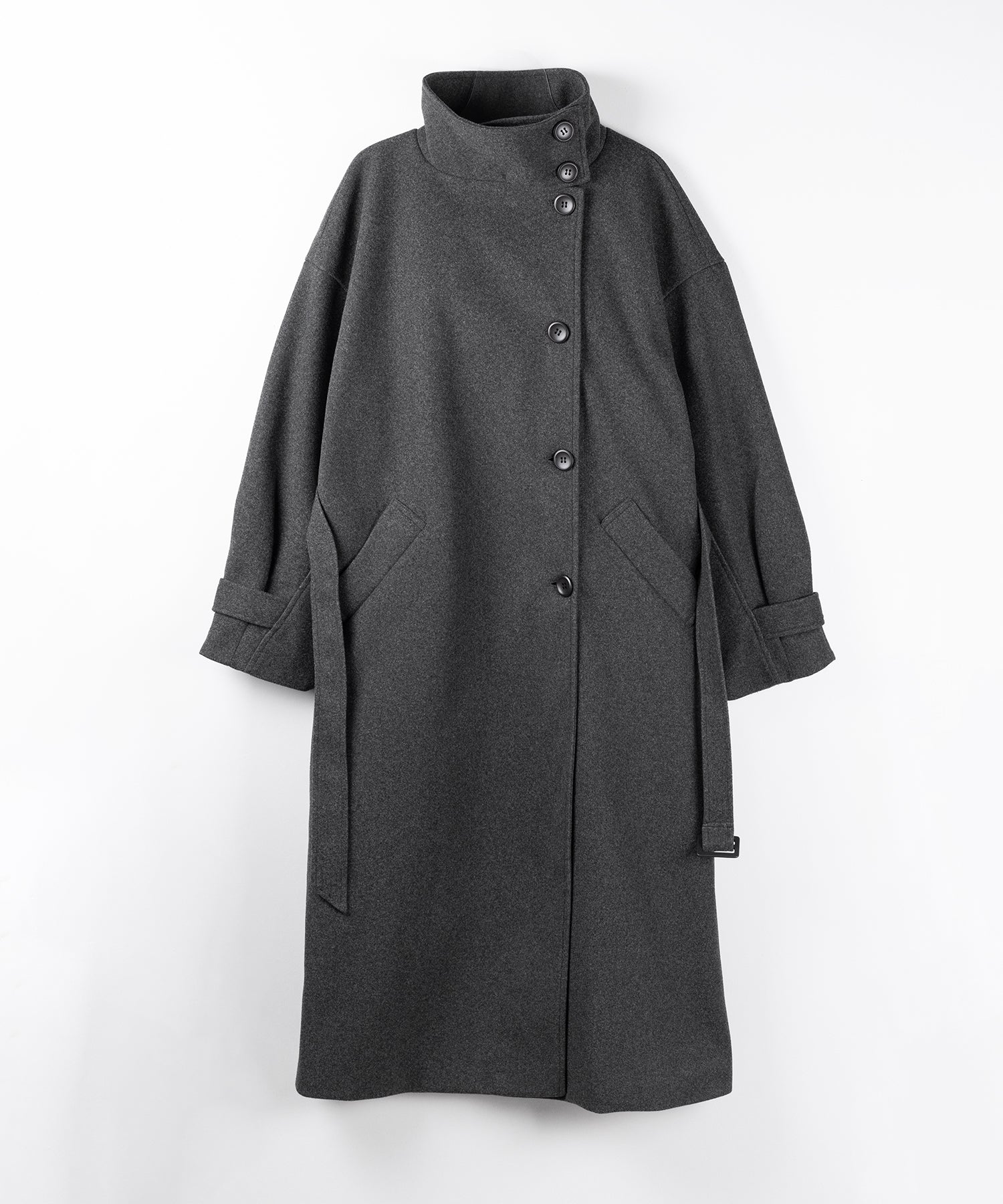 【 ウエストマークベルトSET 】2WAY スタンドカラーレディメルトントレンチロングコート / 2WAY stand collar lady melton trench long coat
