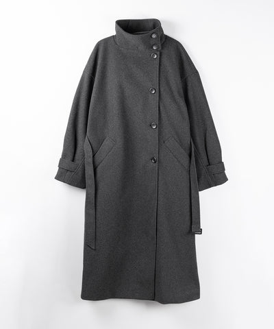 【 ウエストマークベルトSET 】2WAY スタンドカラーレディメルトントレンチロングコート / 2WAY stand collar lady melton trench long coat