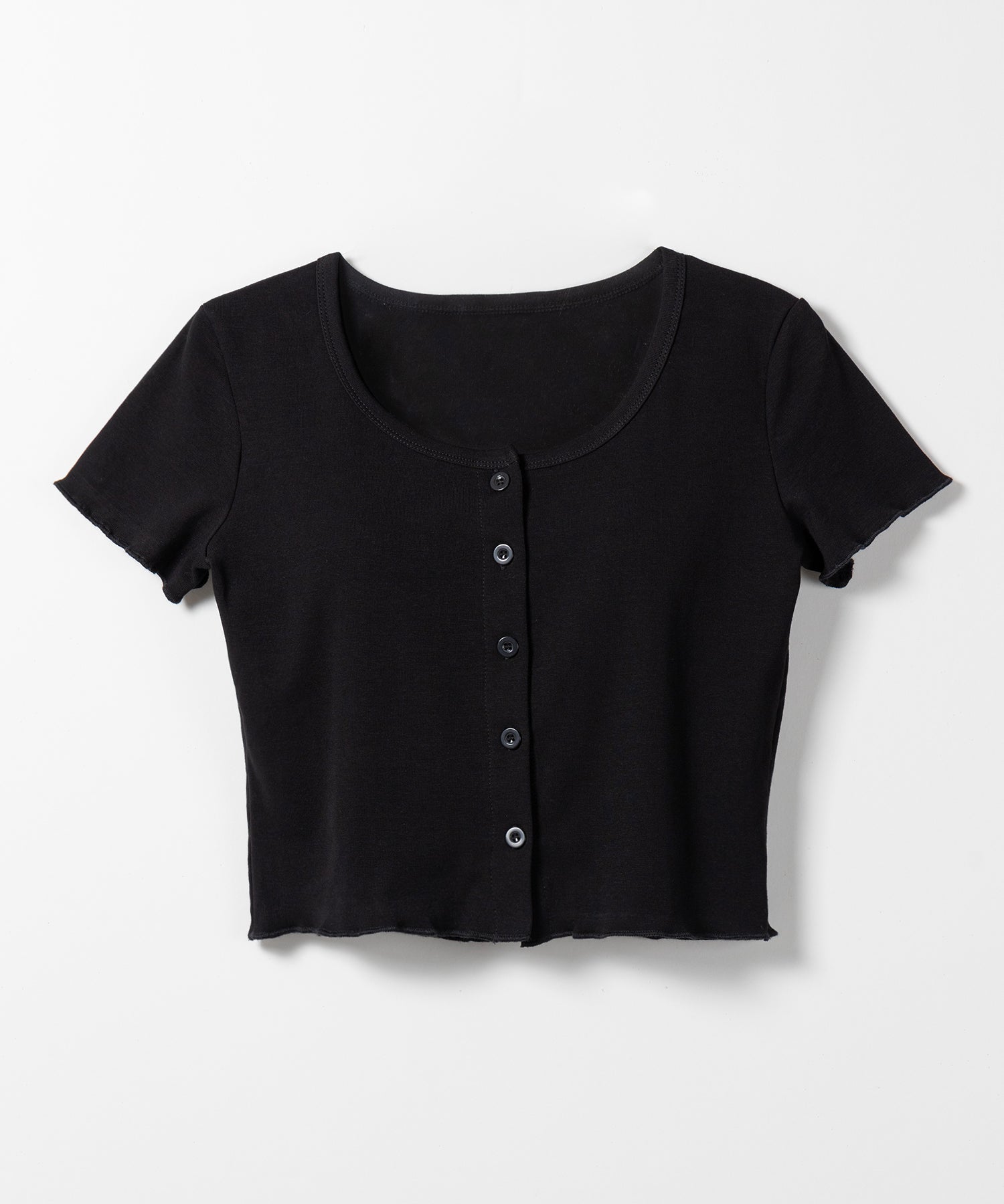 【 3color 】フロントボタン半袖メローショートTシャツ / front button mellow short Tee