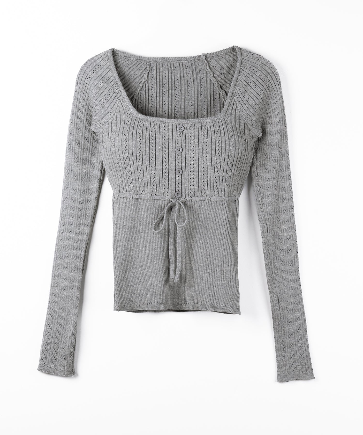 スリムフィット透かし柄リブニット / slim fit watermark pattern rib knit tops