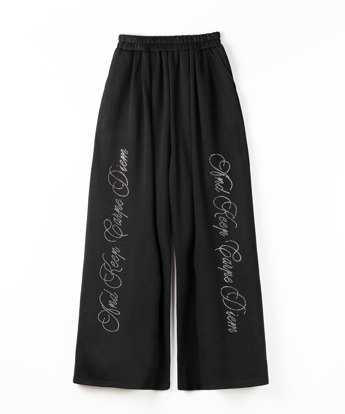 【 セットアップ可能 】ラインストーンロゴワイドスウェットパンツ / Rhine stone logo wide sweatpants