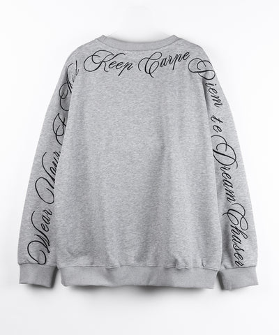 レタリングロゴ刺繍スウェットプルオーバー / lettering logo embroidery sweat pullover