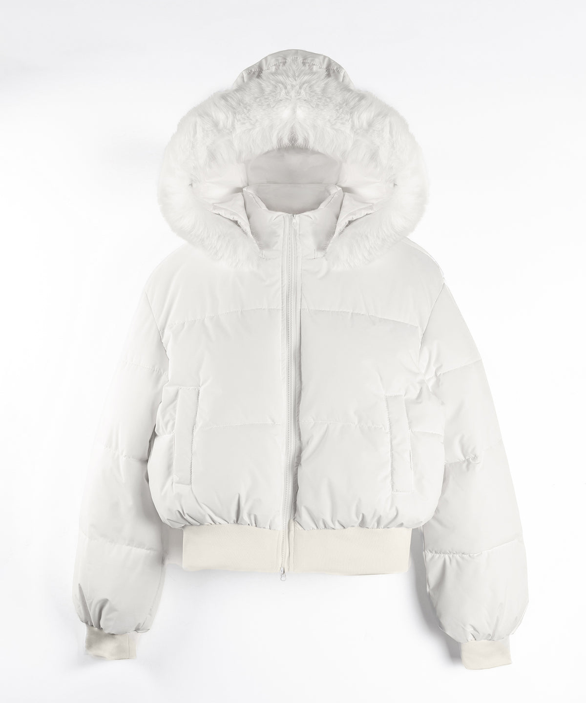 【 フード取り外し可能2WAY 】フェイクファーフードショート中綿ジャケット / 2WAY fake fur hoodie short fake down jacket