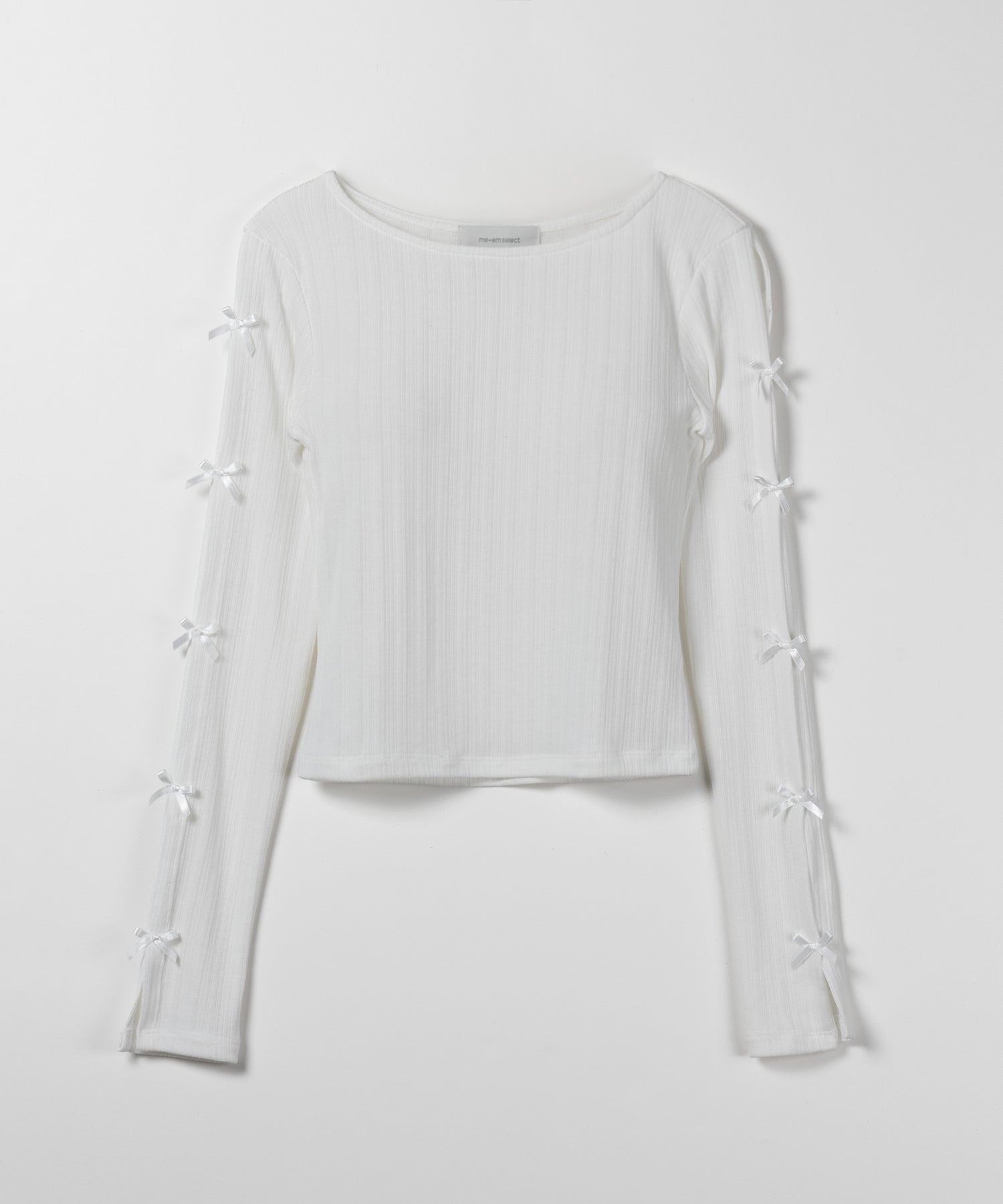 【 2color 】ミニリボンカットアウト長袖カットソートップス