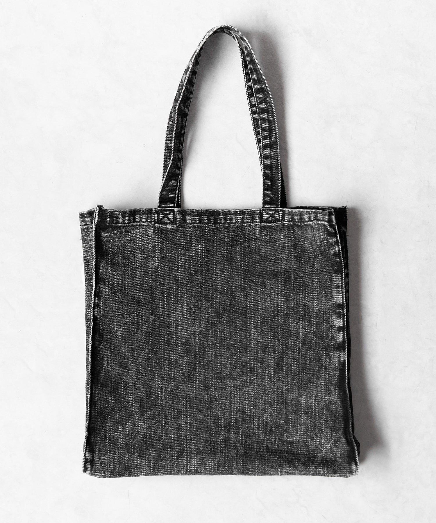 【 2color 】ヴィンテージケミカルブリーチビッグスクエアデニムトートバッグ / vintage chemical bleach big square denim tote bag