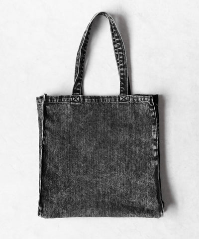 ヴィンテージケミカルブリーチビッグスクエアデニムトートバッグ / vintage chemical bleach big square denim tote bag