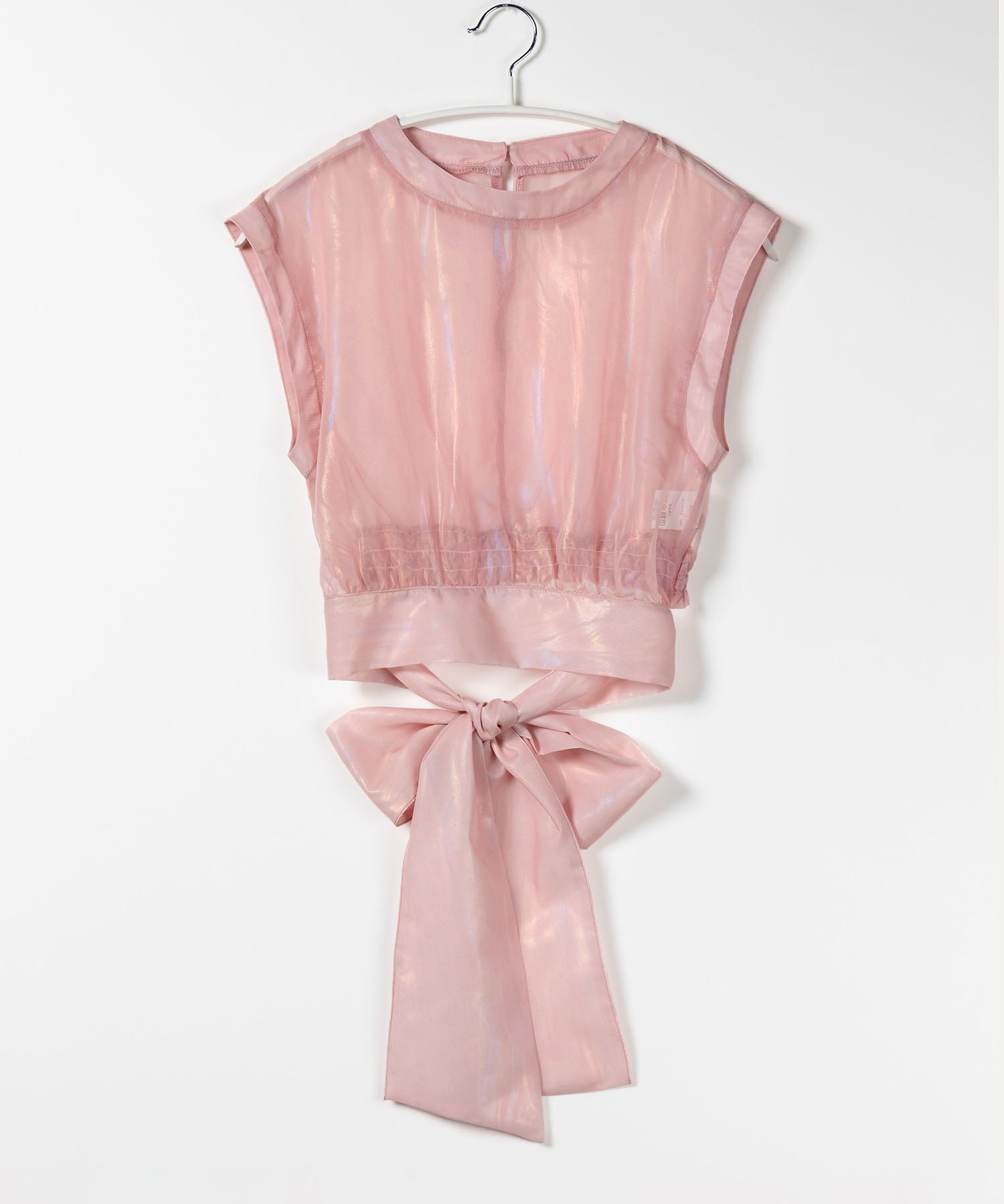 【 3color 】オーロラグロスオーガンジーバックリボンショートブラウス / Aurora gloss organdy back ribbon short Blouse