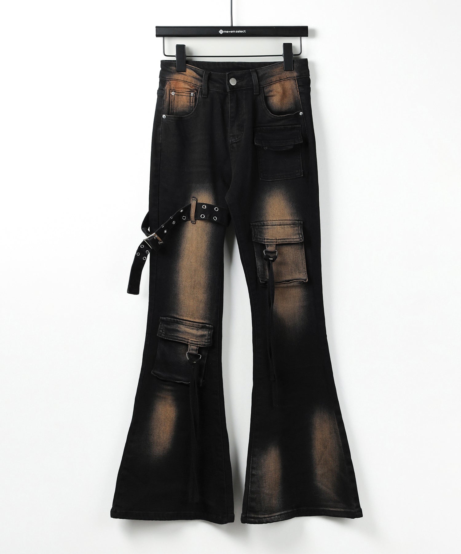 【 2color / 4size 】ベルテッドアウトポケットヴィンテージフレアデニム / belted out pocket vintage flare denim
