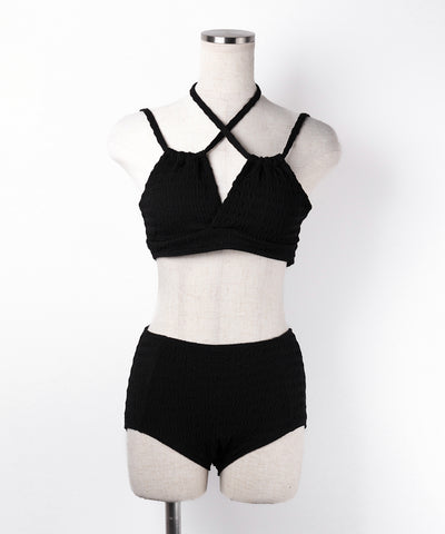 【 レディース水着/2点セット 】2WAY フロントリボンクロスネックセパレートビキニ / 2WAY front ribbon cross neck separate bikini