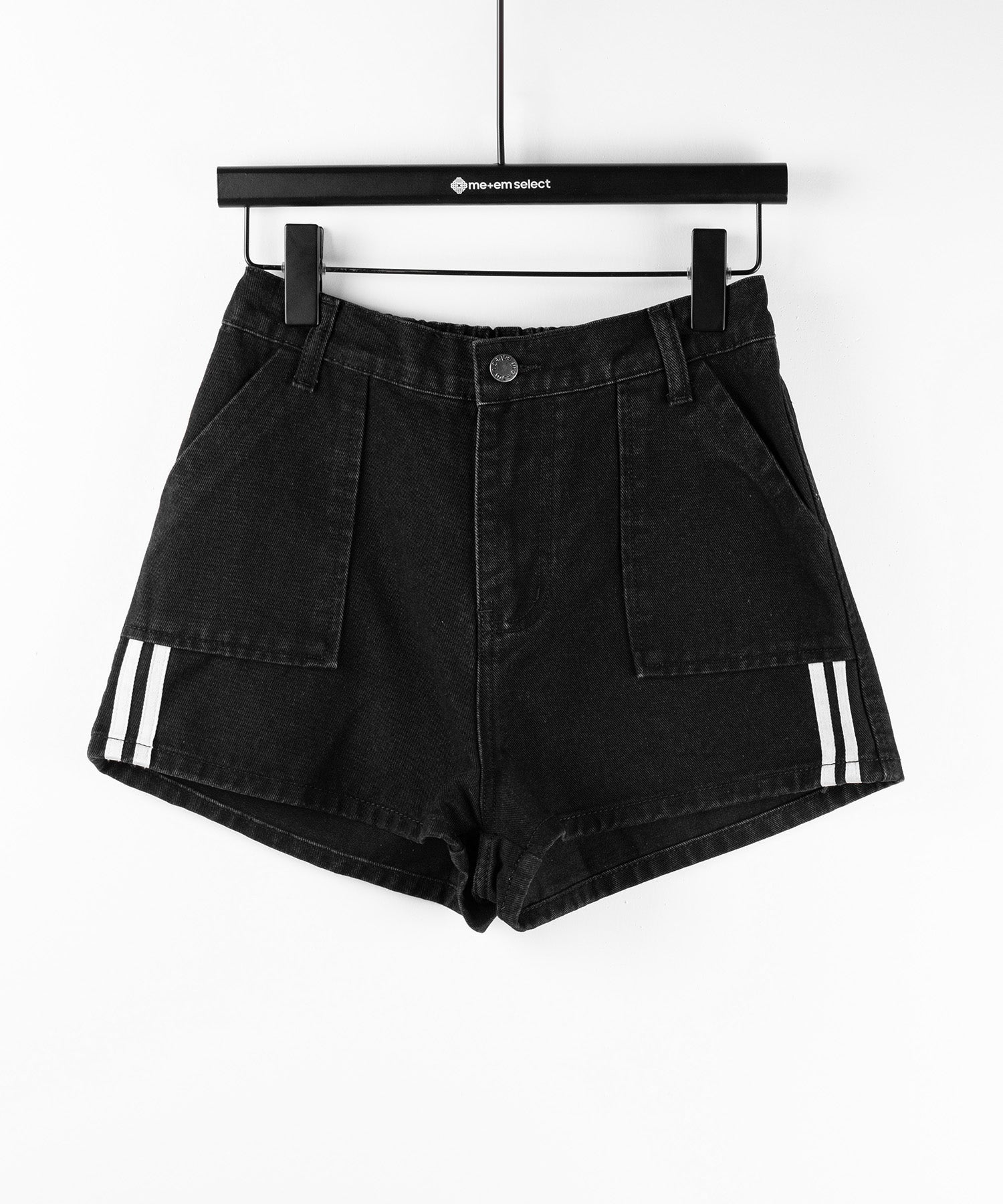 【 2color 】サイドラインハイウエストデニムショートパンツ / sideline highwaist denim short pants
