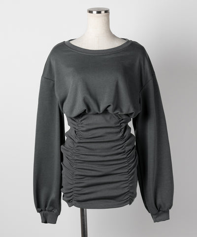 裏毛シャーリングスウェットミニワンピース / urake shirring sweat mini one piece