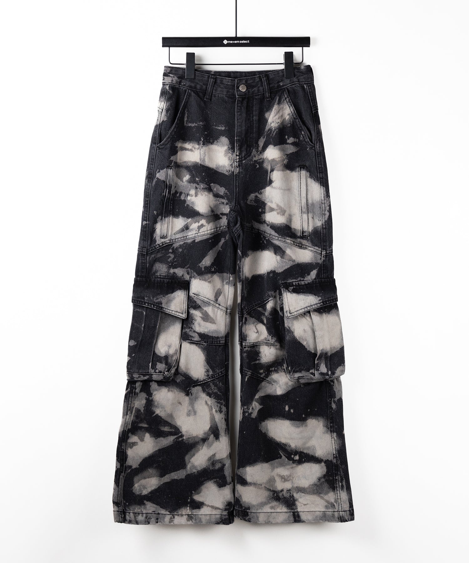 【 2color / 4size 】クラッシュブリーチストレートカーゴデニム /crash bleach straight cargo denim