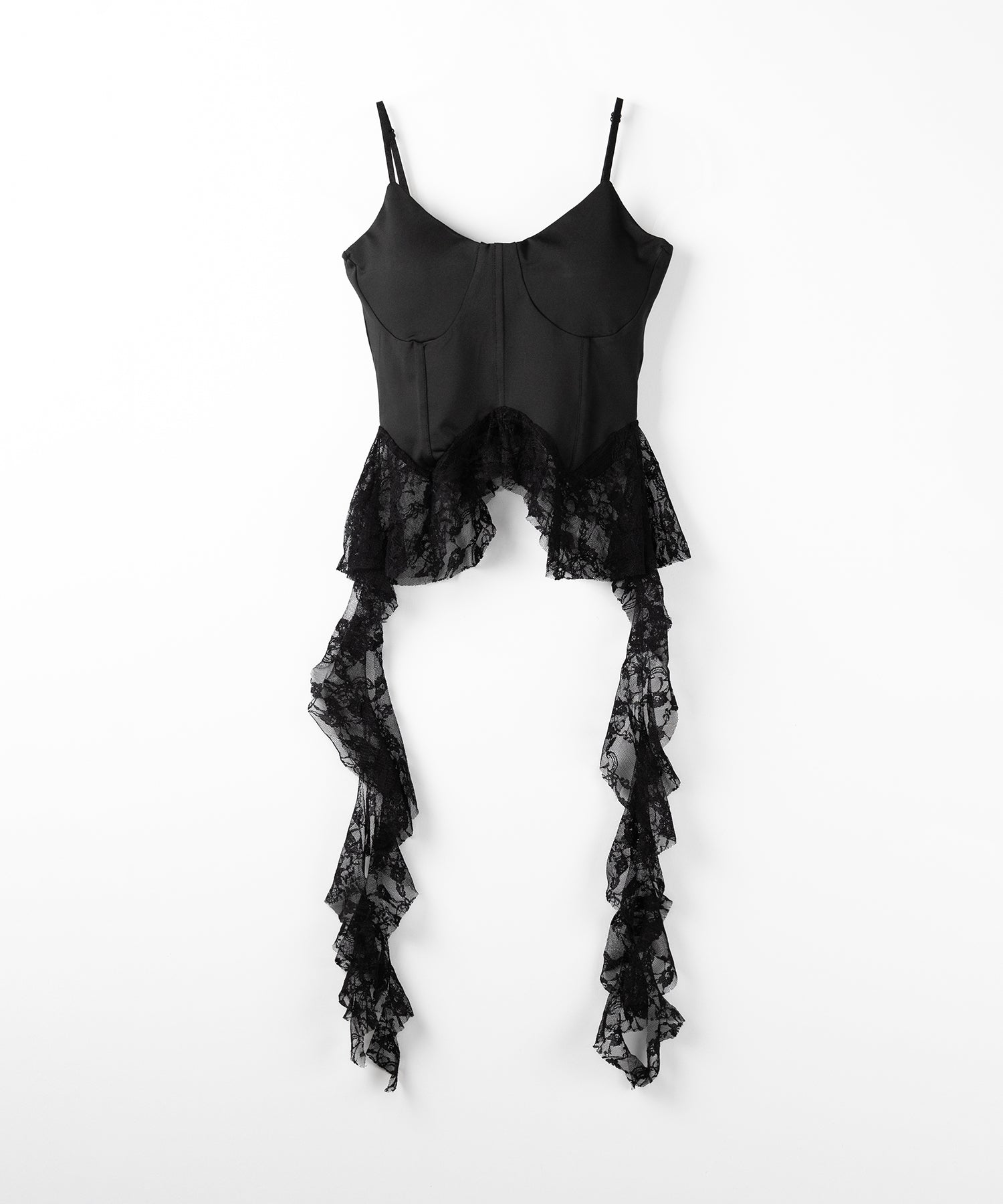 【 2color 】レースフリルレイヤードビスチェキャミソール / lace frill layered bustier camisole