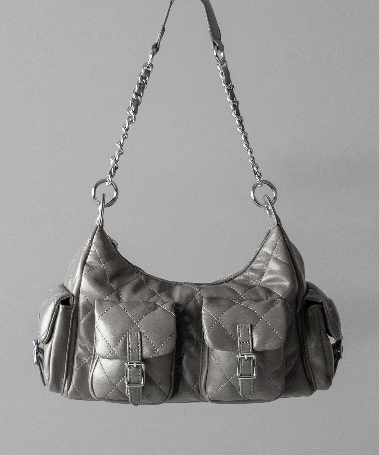 【 2WAY 】アウトポケットキルティングチェーンショルダーバッグ / 2WAY out pocket quilting chain shoulder bag