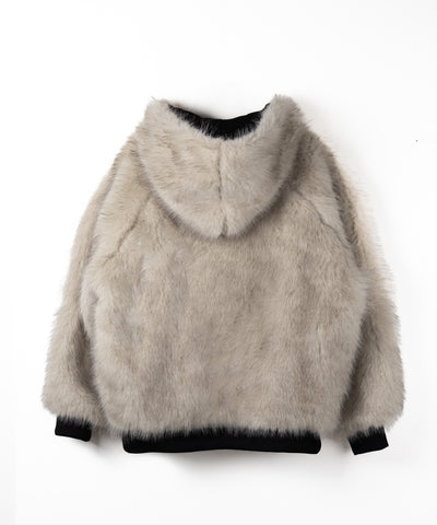 【 リバーシブル2WAY】ビッグフーディボリュームフェイクファーブルゾン / Reversible big hoodie volume fake fur blouson