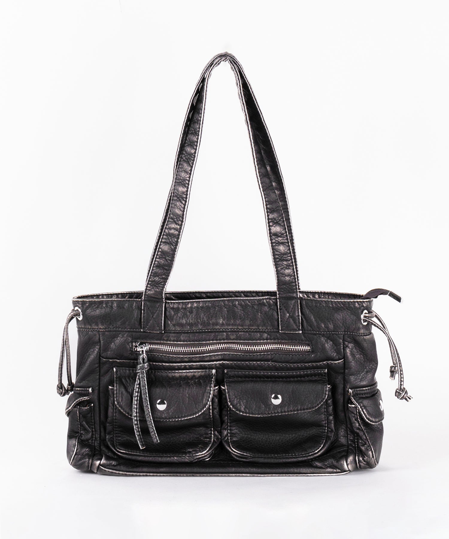 アウトポケットジップアップエンボスヴィンテージハンドバッグ / out pocket zipup embossed vintage handbag