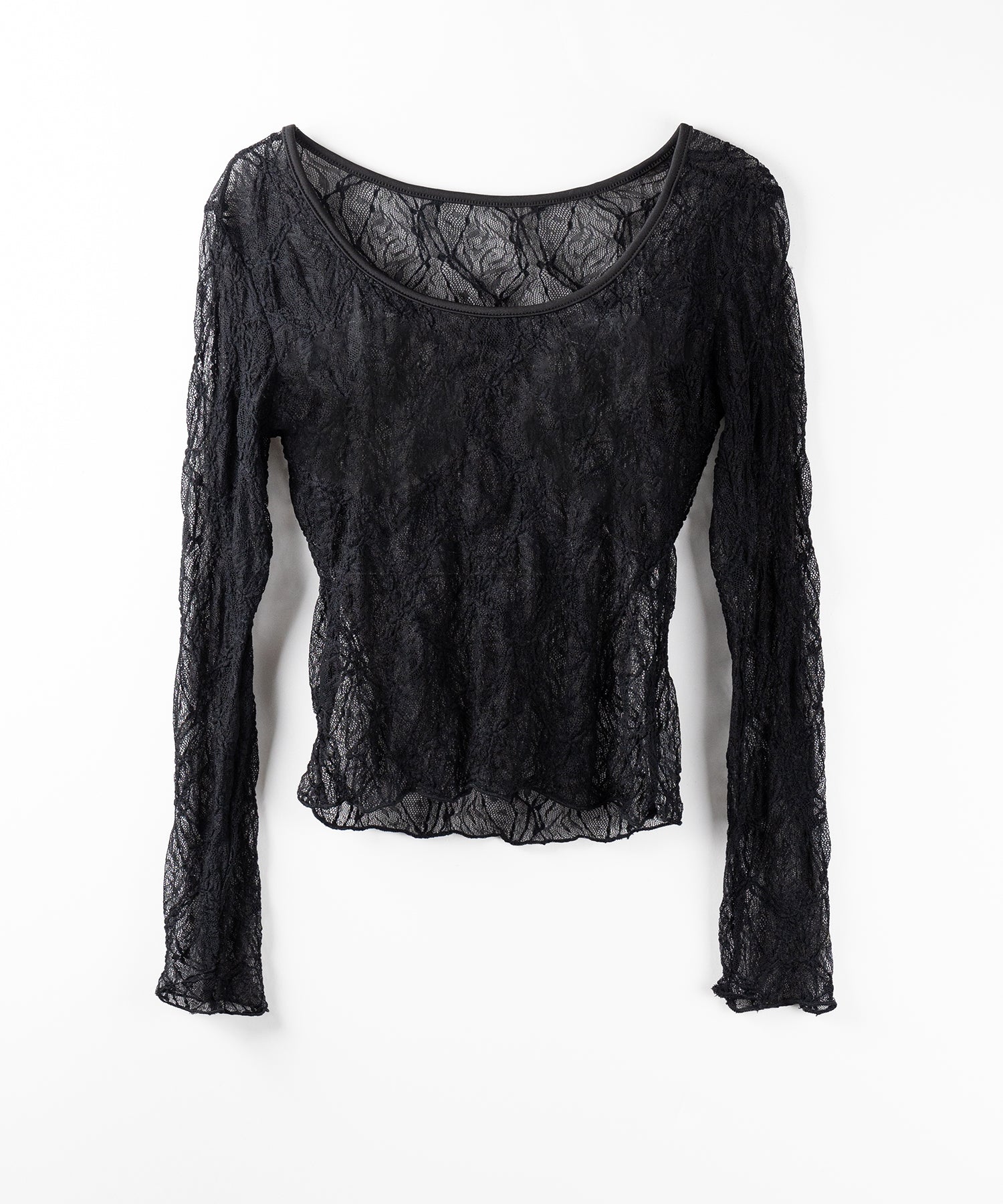 【 2color /2WAY 】ワンショルルーズシアーレーストップス / one shoulder loose sheer lace tops