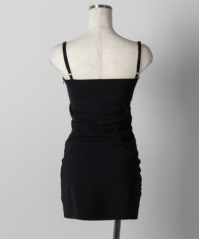 サイドタックストレッチスリットミニキャミワンピース / side tack stretch slit mini cami onepiece
