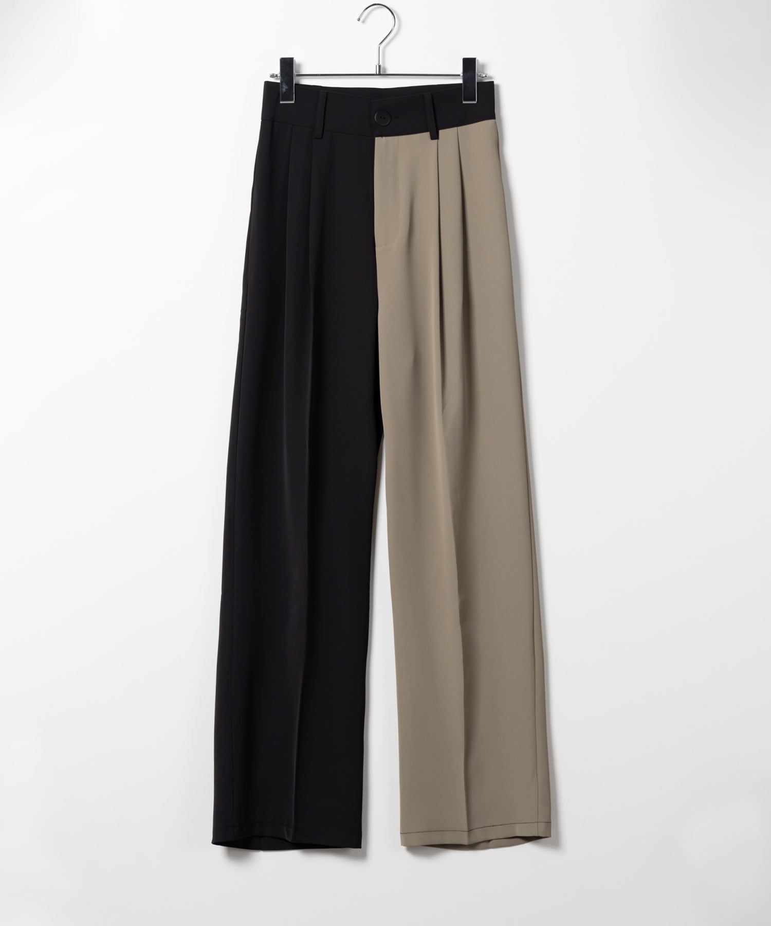 【 5SIZE 】太ベルトハイウエストツートーンタックスラックス