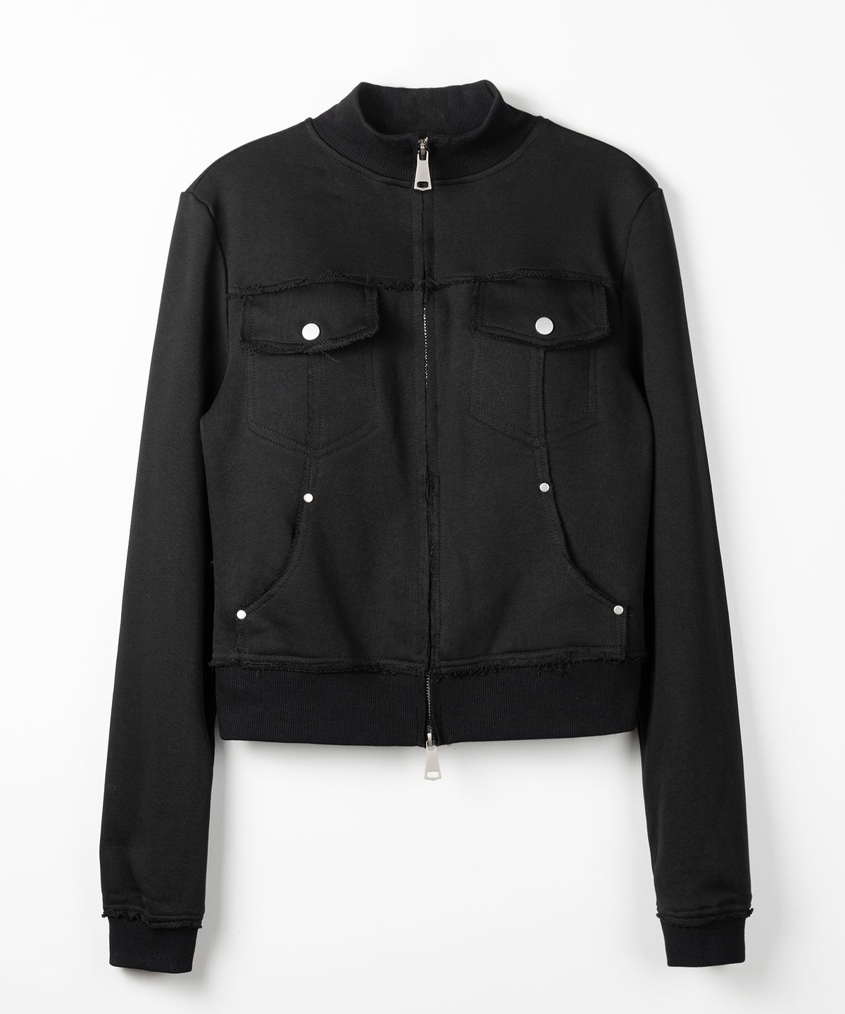 ダブルジップアウトポケット裏毛スリムジャケット / Double-zip outer pocket sweat slim jacket