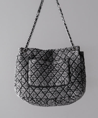 ヴィンテージブラックデニムキルティングショルダーバッグ / vintage black denim quilting shoulder bag