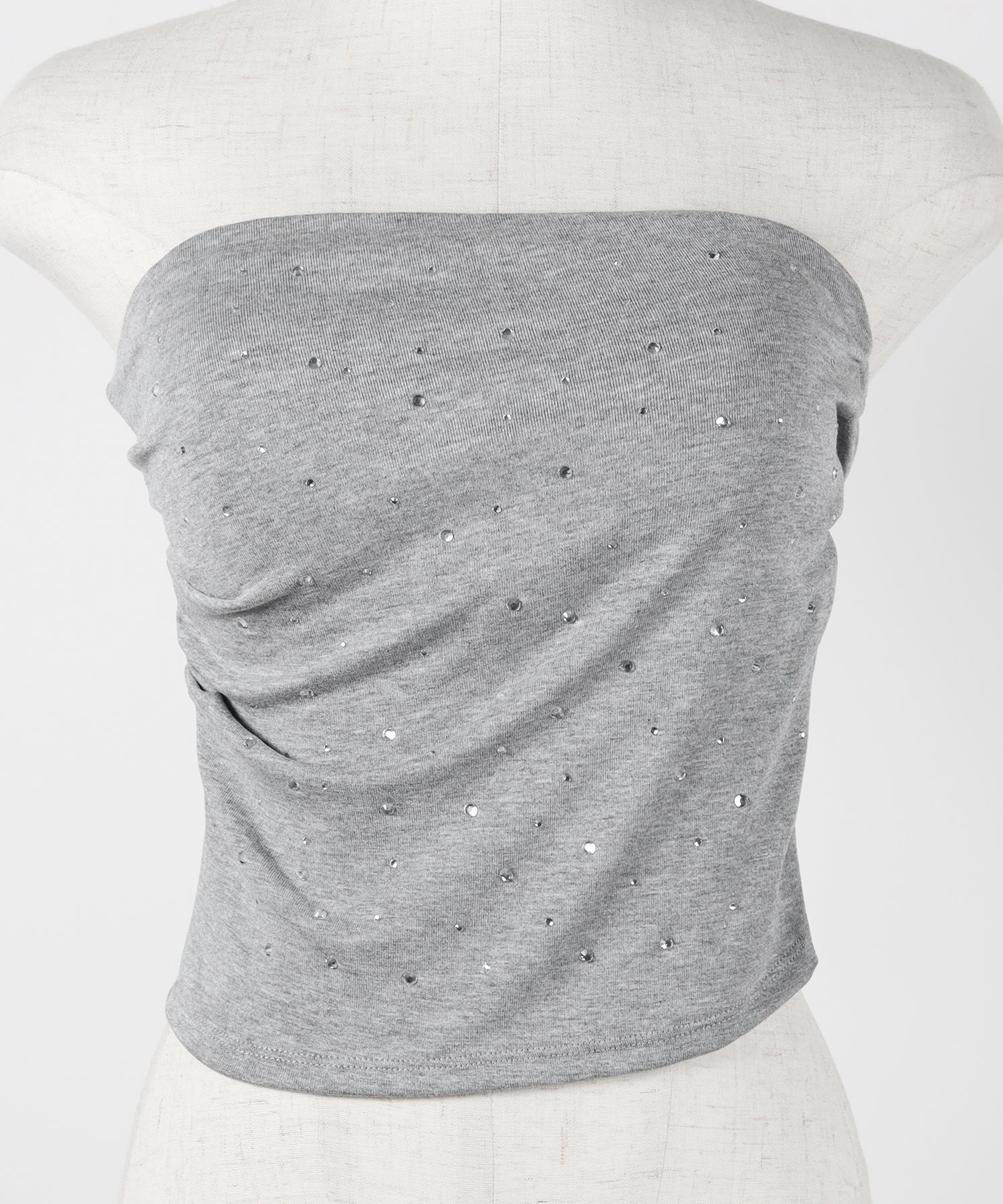ラインストーンスリムフィットベアトップ / Rhinestone slim fit bare top