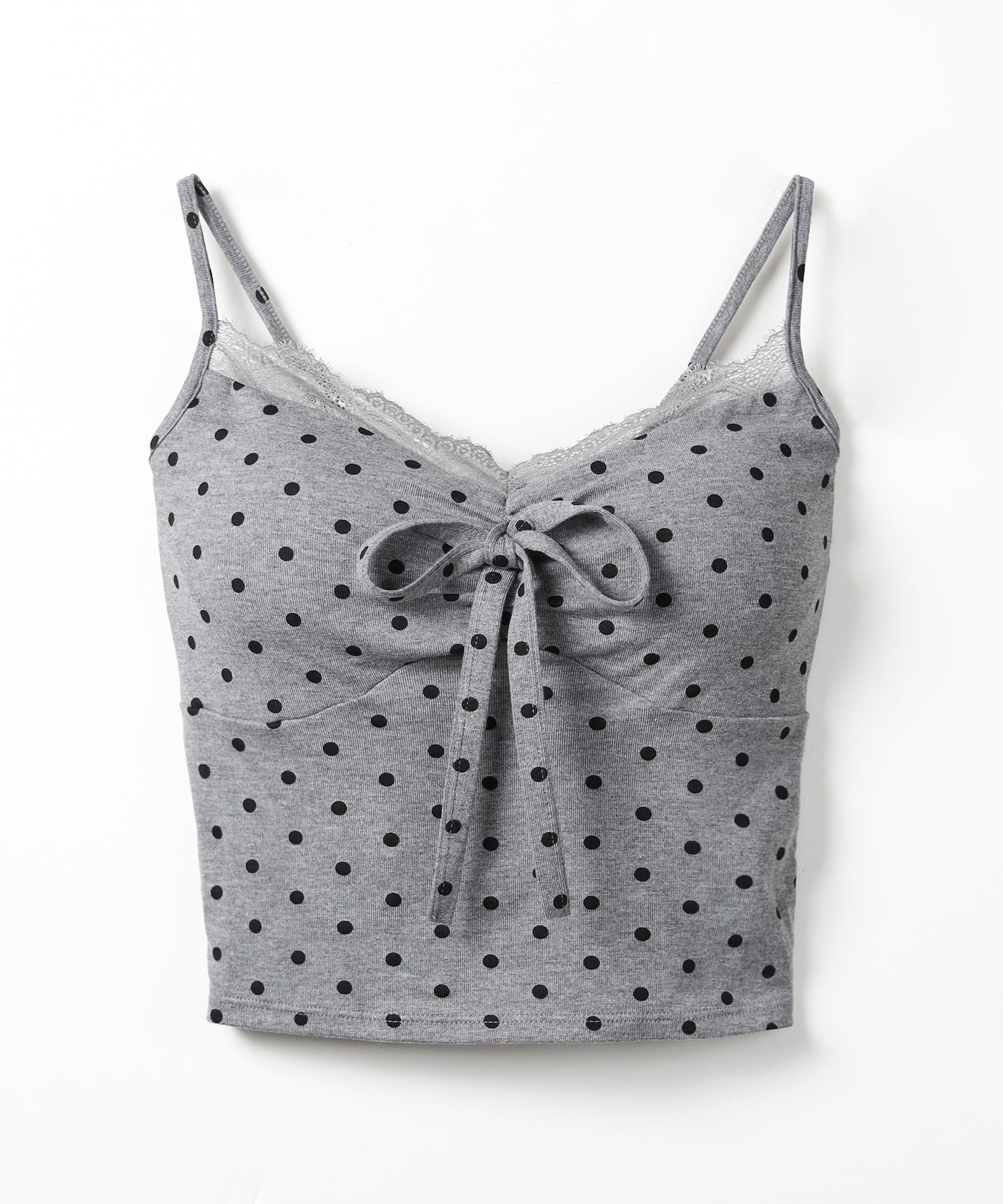 ドットレースフロントリボンキャミソール / Dot lace front ribbon camisole