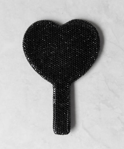 ラインストーンブラックハートハンドミラー / rhinestone black heart hand mirror