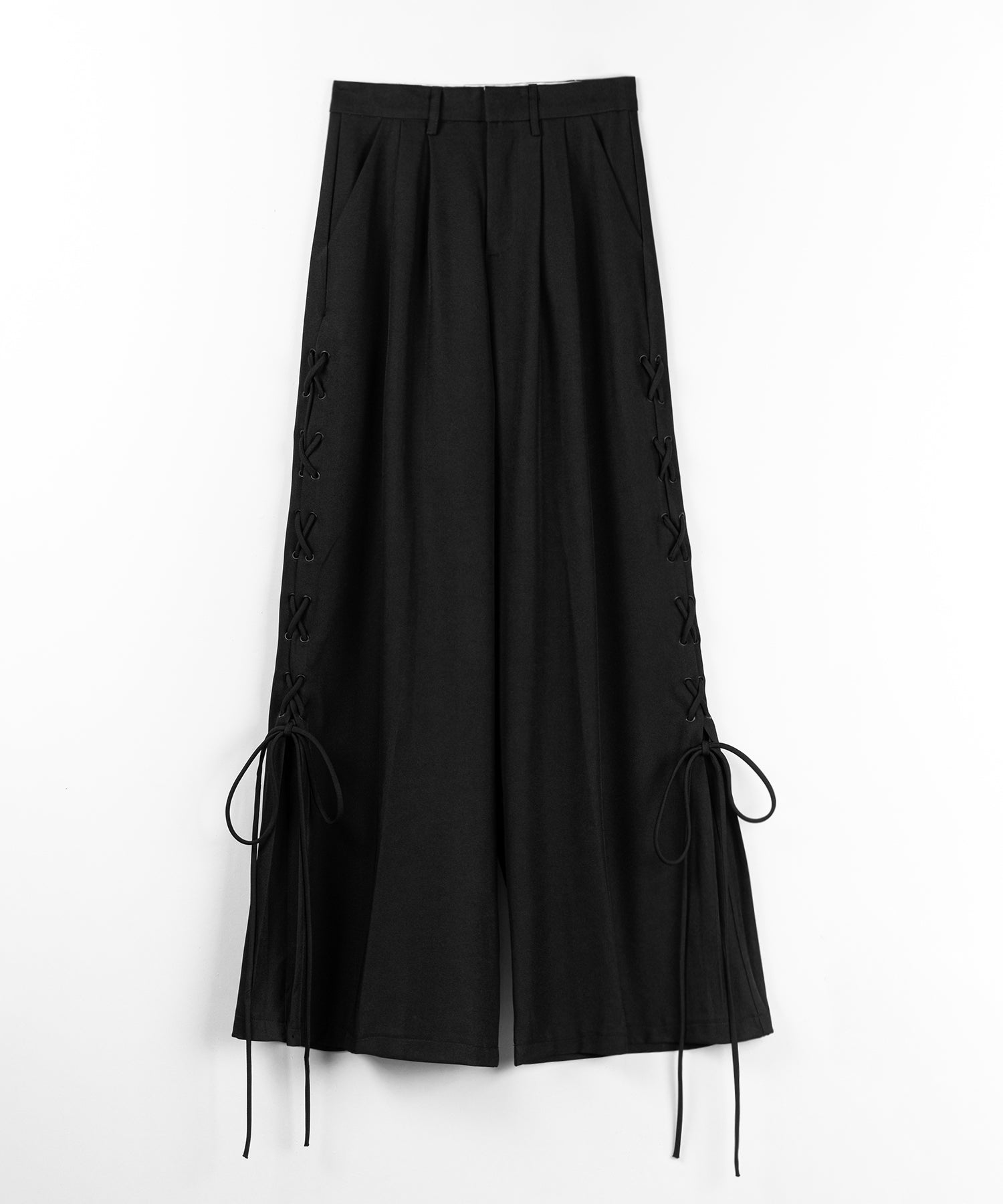 レースアップダブルタックワイドスラックス / laceup double tack wide slacks