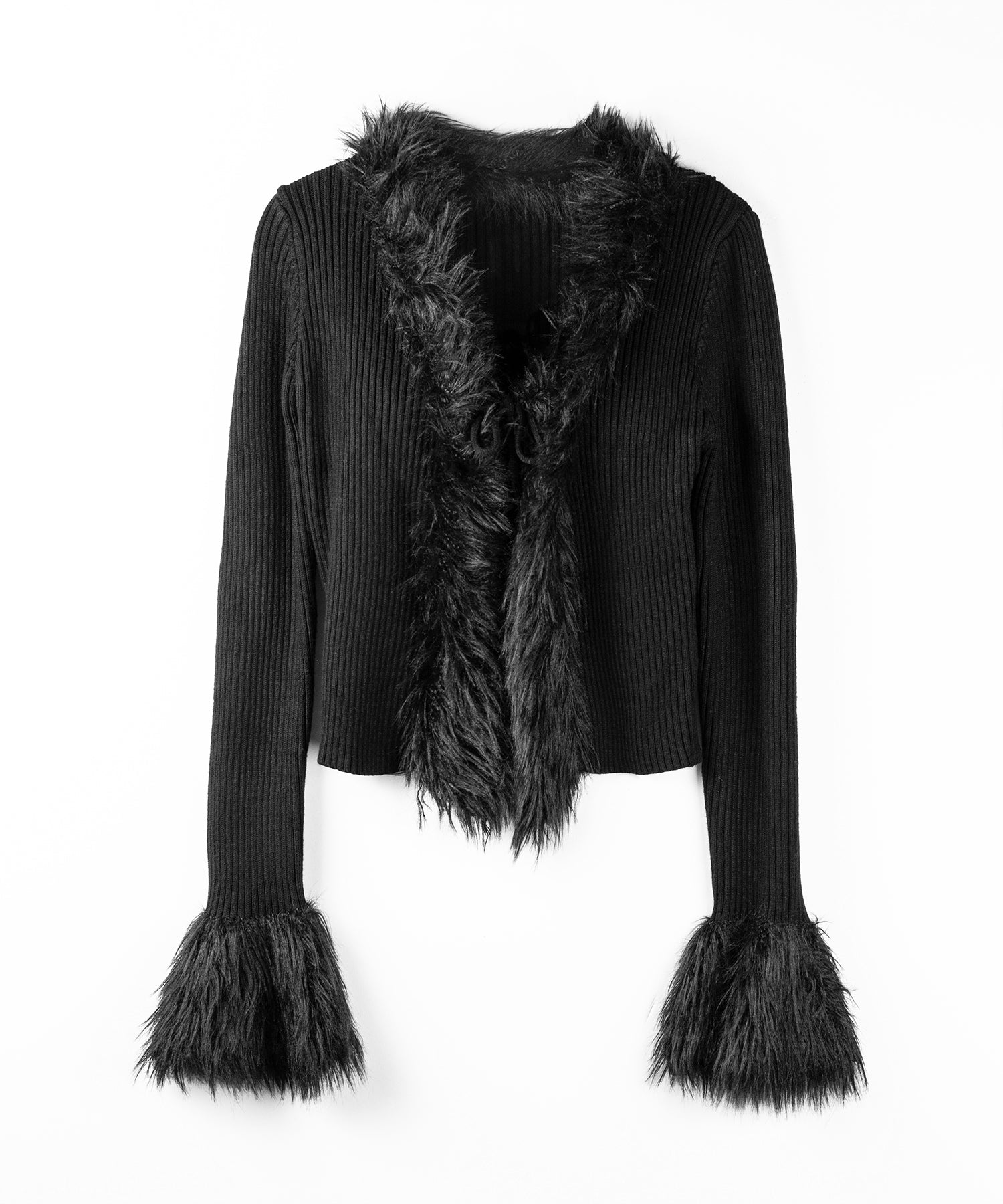 シャギーファードッキングリブニットカーディガン / shaggy fur docking rib knit cardigan
