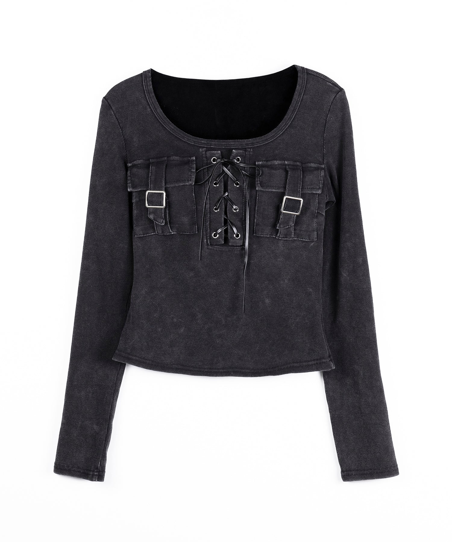 ヴィンテージレースアップアウトポケットスクエアリブロンT / vintage laceup outpocket square lib long slleve T-shirts