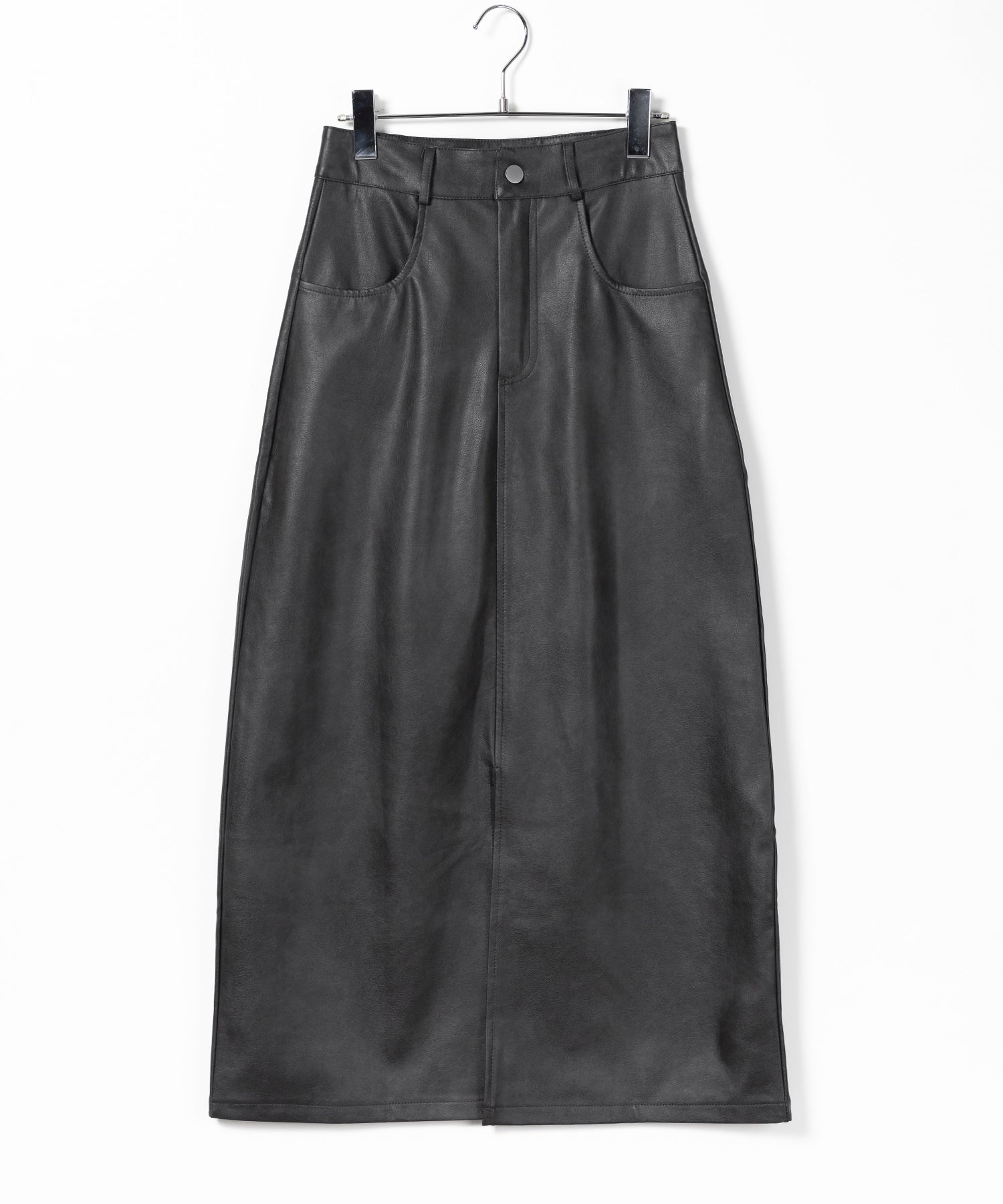 【 3color / 3size 】フロントスリットヴィンテージフェイクレザースカート
