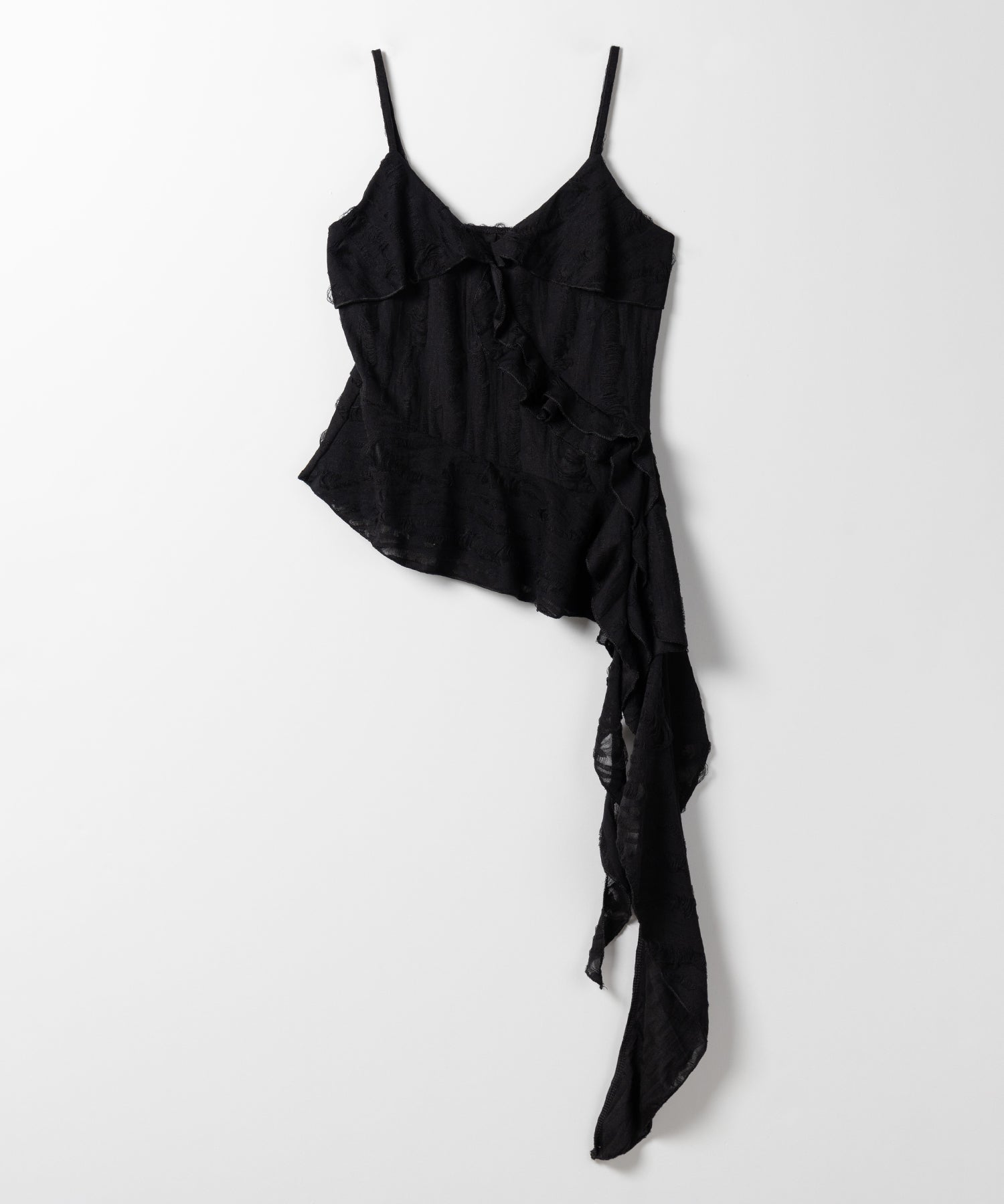 アシンメトリーダメージフリルキャミソール / asymmetry damage frill camisole
