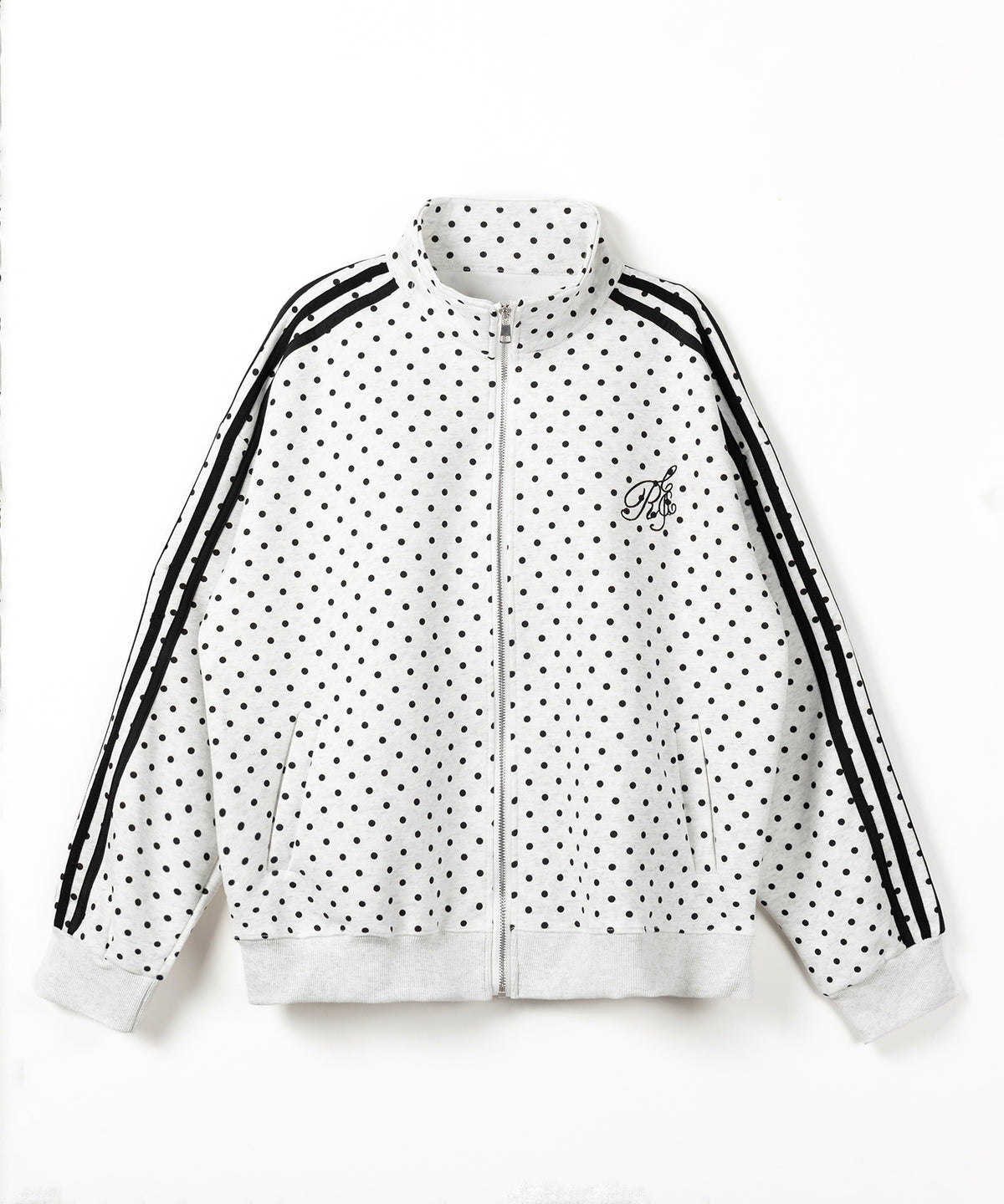 胸ロゴ刺繍ドットラインオーバースウェットブルゾン / chest logo embroidery side dot line over sweat blouson