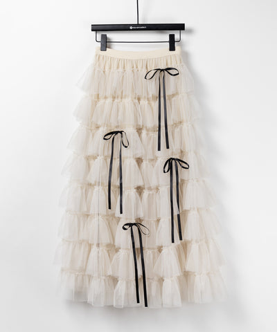 ストラップリボンバレエコアチュールスカート /strap ribbon ballet core tulle skirt
