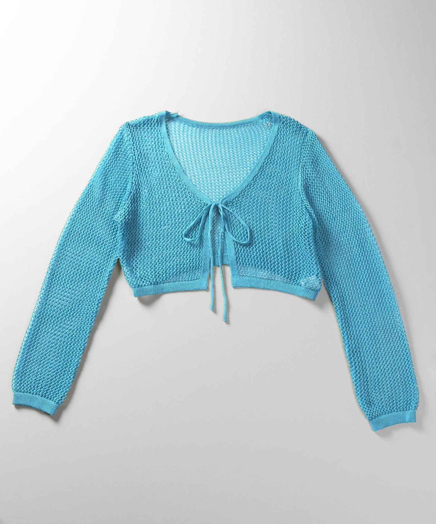 【 2WAY/6color 】華奢リボンメッシュワイドショートカーディガン