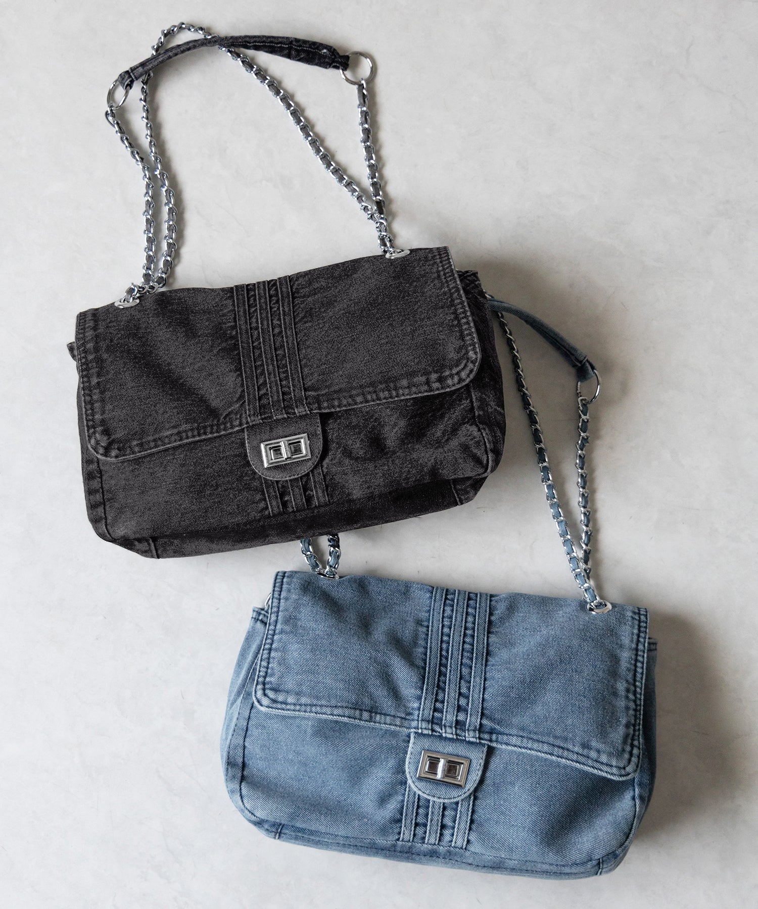 センターラインウォッシュデニムショルダーバッグ / centerline washed denim shoulder bag