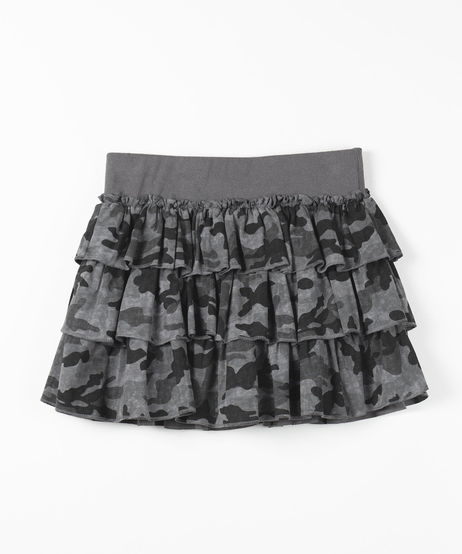 【 インパン裏地付 】ヴィンテージカモフラ迷彩フリルミニスカート / vintage camouflage frill mini skirt