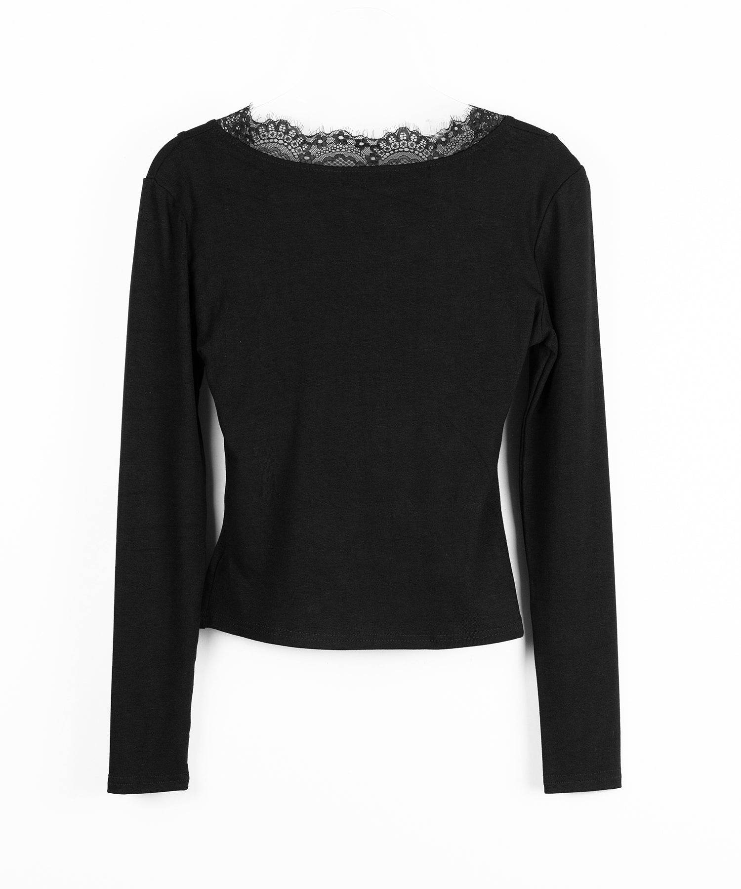 【 クロスネックにできる2WAY 】フロントリボンレースアップスリムカットソートップス / 2WAY front ribbon lace up slim cutsew tops