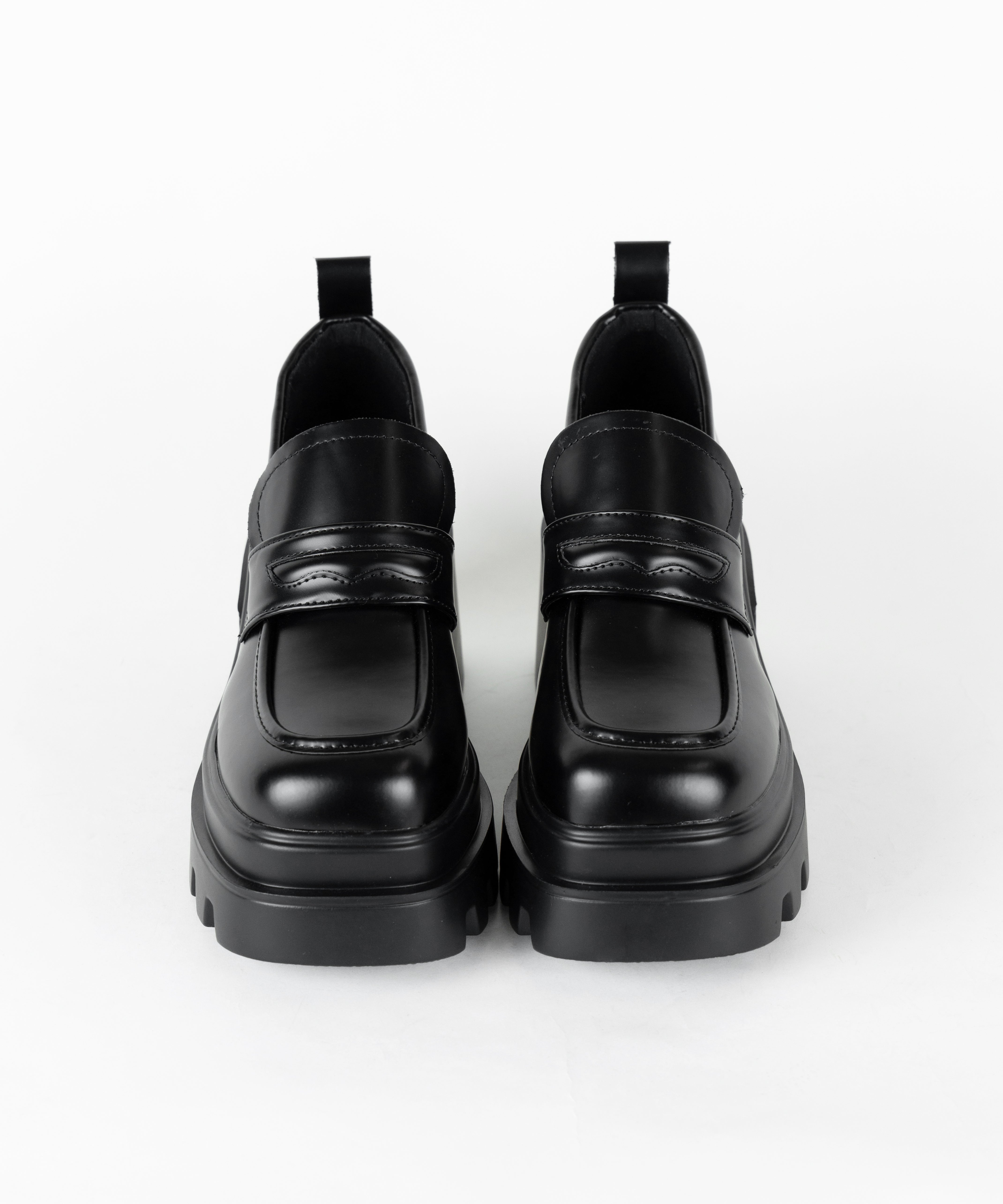厚底チャンキーヒールコインローファー/platform chunky heel coin loafers