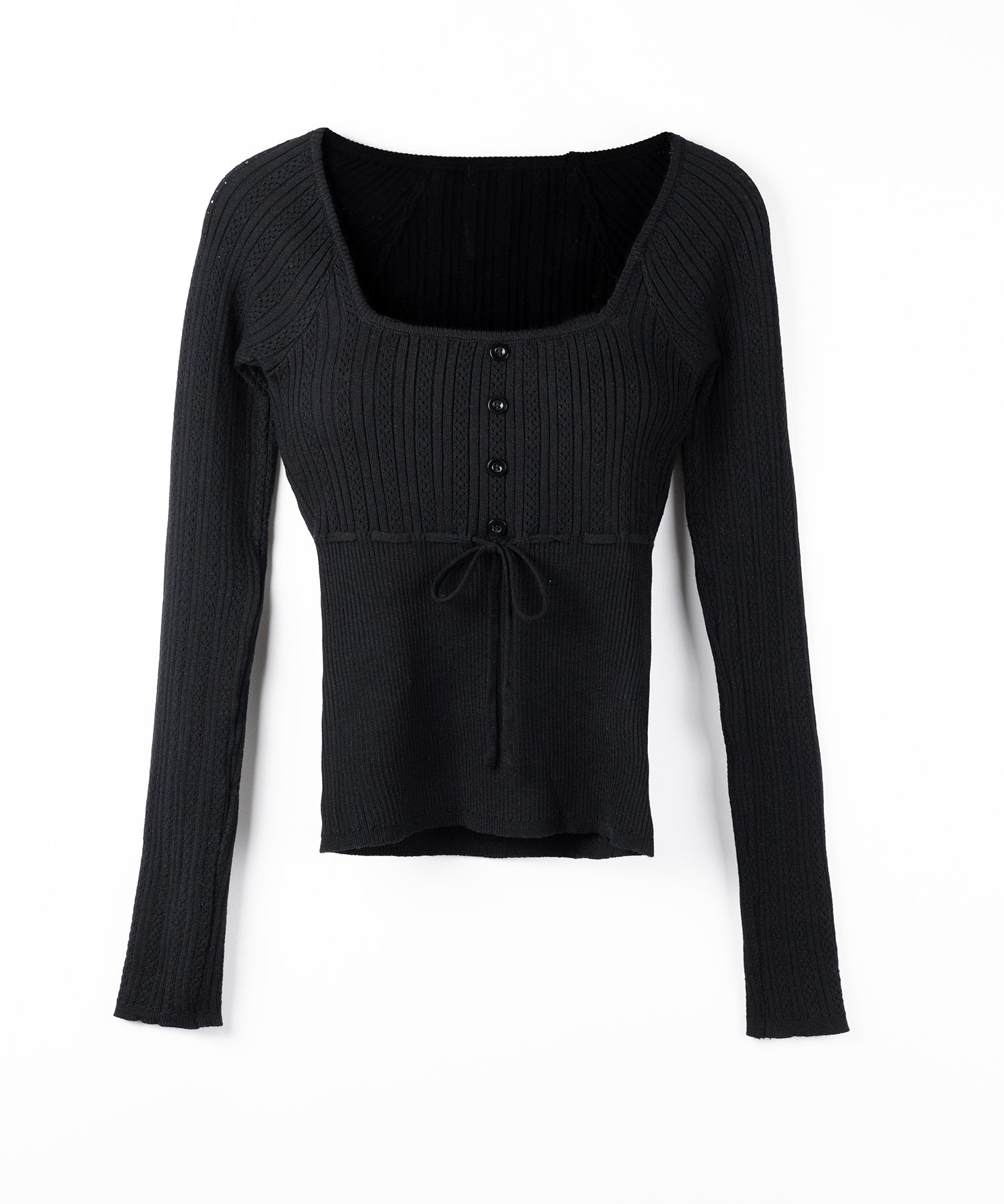 スリムフィット透かし柄リブニット / slim fit watermark pattern rib knit tops