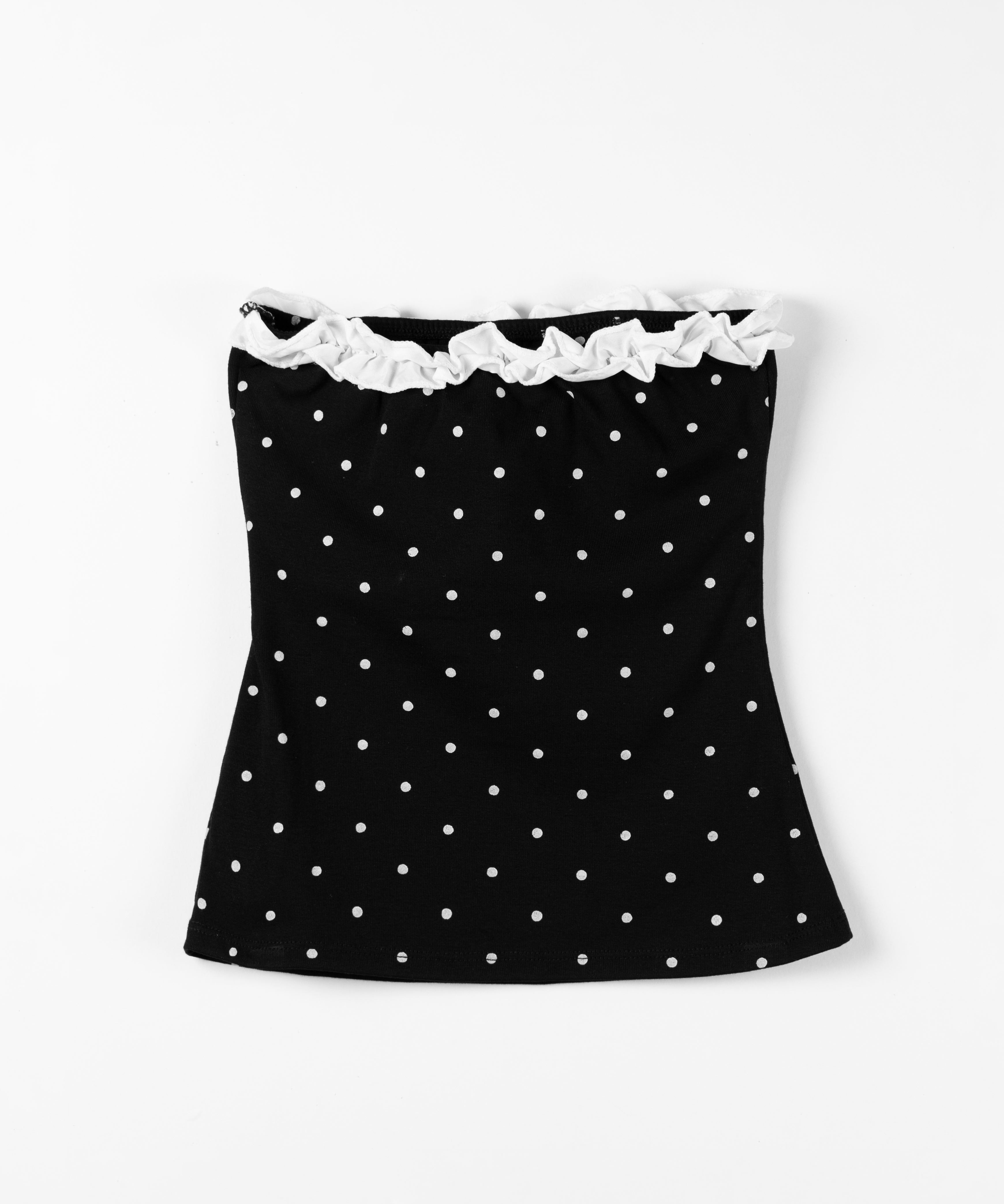 ラインストーンドットフリルベアトップス / Rhinestone dot frill bare tops