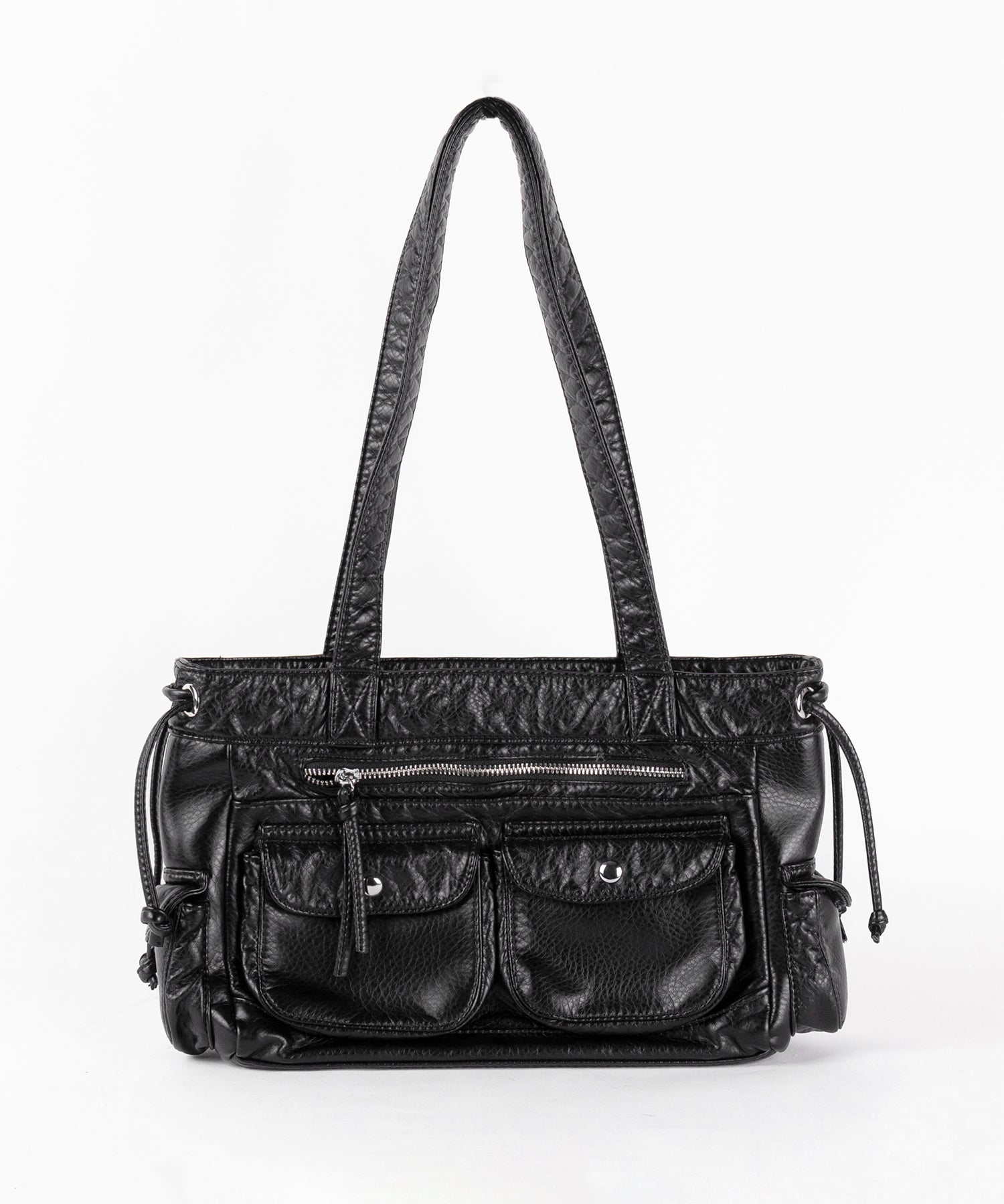アウトポケットジップアップエンボスヴィンテージハンドバッグ / out pocket zipup embossed vintage handbag