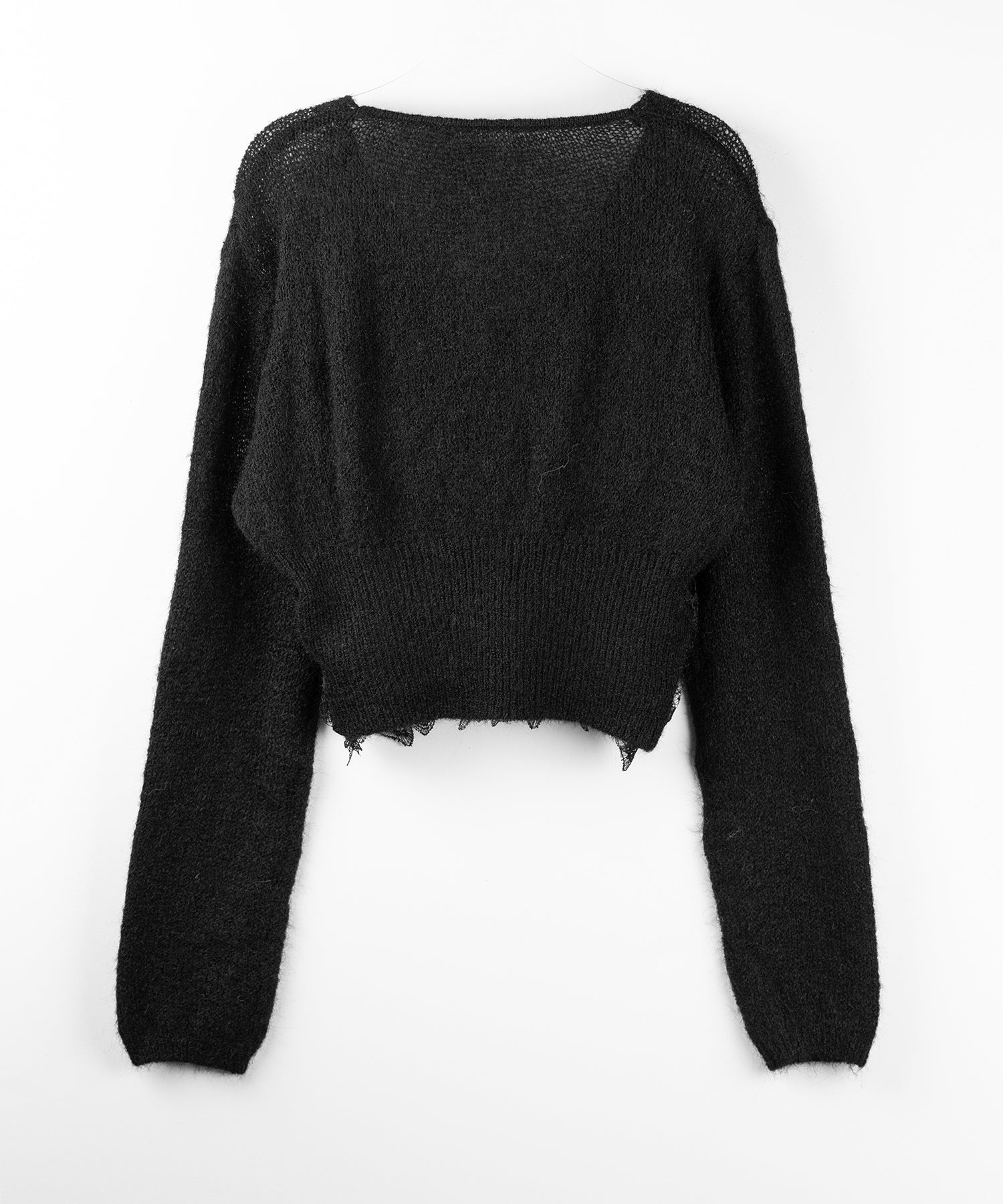 レースドッキングモヘアライクニットカーディガン / Lace docking mohair-like knit cardigan