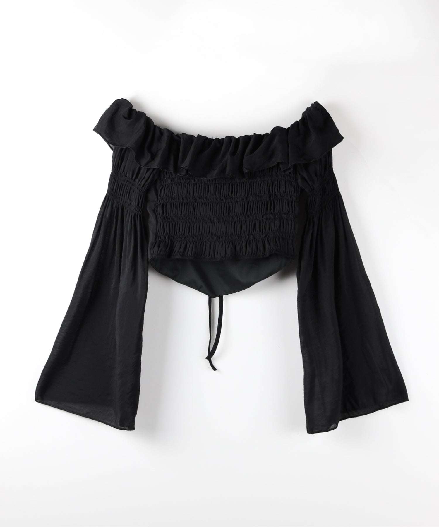 【3WAY 】チョーカーリボンフレアスリーブオフショルブラウス / choker ribbon flare sleeve off-shoulder blouse