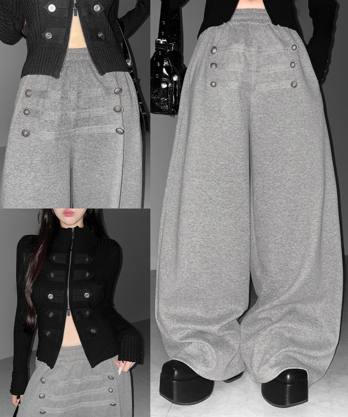 【 微起毛 】ナポレオンデザインボリュームワイドパンツ / napoleon design volume wide pants