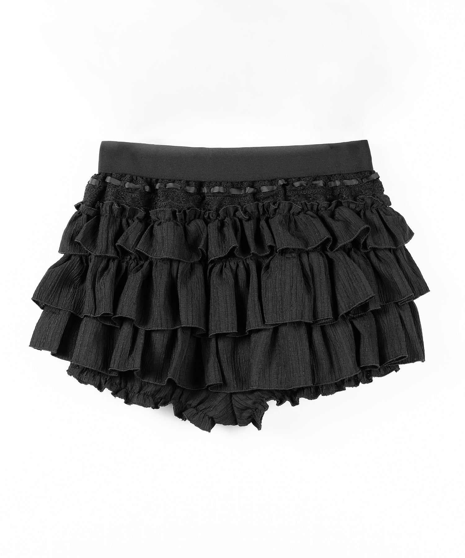 【インパン裏地付 】リボンティアードフリルミニスカート / ribbon tiered frill mini skirt